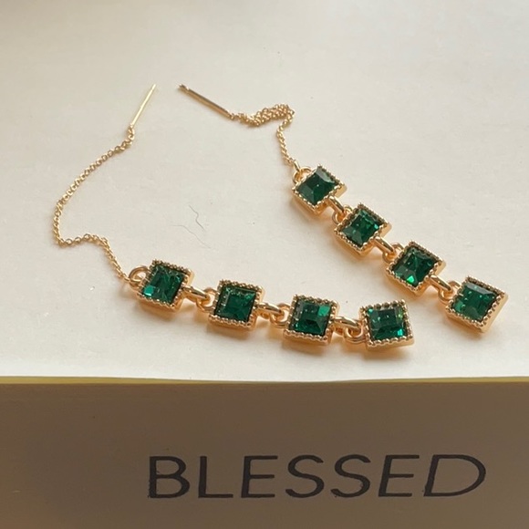 MAY SPECIAL…Emerald Green Rhinestone Threader Earrings.  Sophistication - Picture 7 of 7